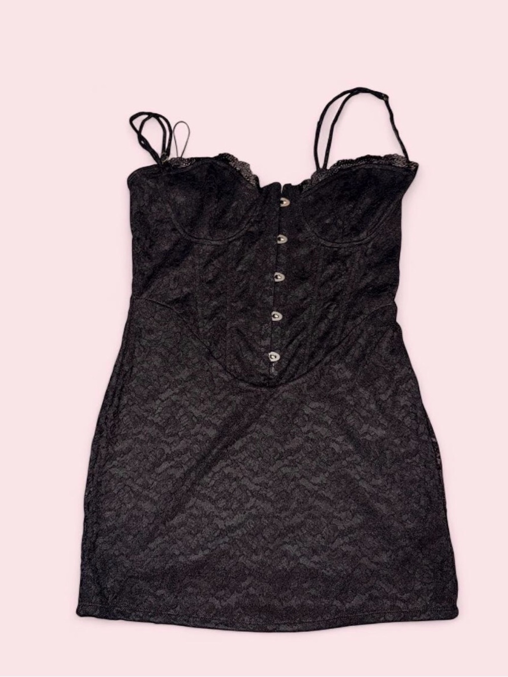 Fashion Nova Black Lace Bustier Slip Dress